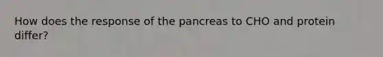 How does the response of the pancreas to CHO and protein differ?