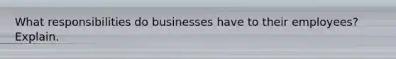 What responsibilities do businesses have to their employees? Explain.