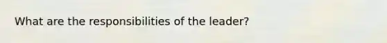 What are the responsibilities of the leader?