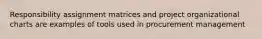 Responsibility assignment matrices and project organizational charts are examples of tools used in procurement management