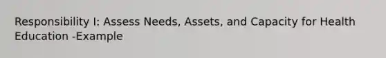 Responsibility I: Assess Needs, Assets, and Capacity for Health Education -Example