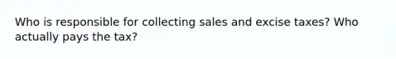 Who is responsible for collecting sales and excise taxes? Who actually pays the tax?