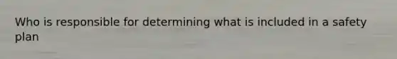 Who is responsible for determining what is included in a safety plan