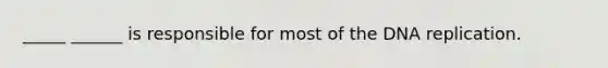 _____ ______ is responsible for most of the <a href='https://www.questionai.com/knowledge/kofV2VQU2J-dna-replication' class='anchor-knowledge'>dna replication</a>.