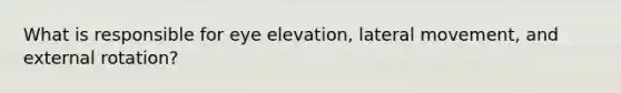 What is responsible for eye elevation, lateral movement, and external rotation?