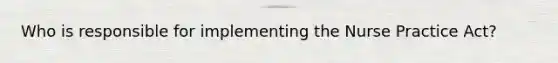 Who is responsible for implementing the Nurse Practice Act?