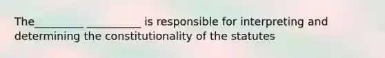 The_________ __________ is responsible for interpreting and determining the constitutionality of the statutes