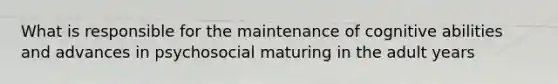 What is responsible for the maintenance of cognitive abilities and advances in psychosocial maturing in the adult years