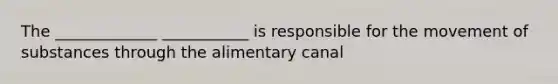 The _____________ ___________ is responsible for the movement of substances through the alimentary canal