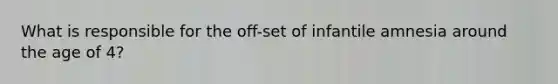 What is responsible for the off-set of infantile amnesia around the age of 4?