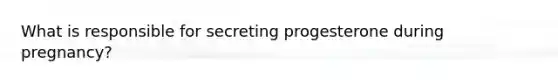 What is responsible for secreting progesterone during pregnancy?