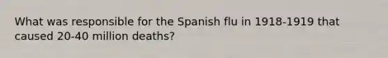 What was responsible for the Spanish flu in 1918-1919 that caused 20-40 million deaths?