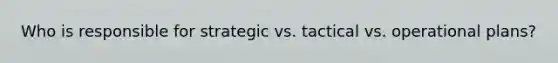 Who is responsible for strategic vs. tactical vs. operational plans?