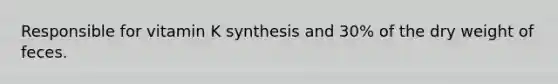 Responsible for vitamin K synthesis and 30% of the dry weight of feces.