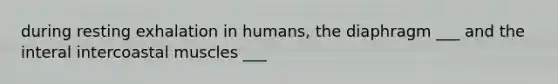 during resting exhalation in humans, the diaphragm ___ and the interal intercoastal muscles ___