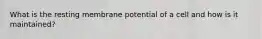 What is the resting membrane potential of a cell and how is it maintained?