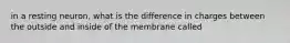 in a resting neuron, what is the difference in charges between the outside and inside of the membrane called