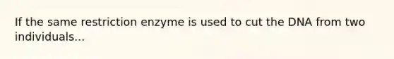 If the same restriction enzyme is used to cut the DNA from two individuals...