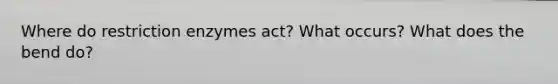 Where do restriction enzymes act? What occurs? What does the bend do?