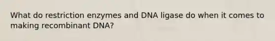 What do restriction enzymes and DNA ligase do when it comes to making recombinant DNA?