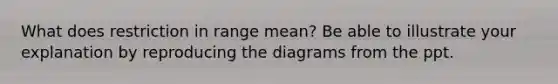 What does restriction in range mean? Be able to illustrate your explanation by reproducing the diagrams from the ppt.