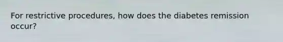 For restrictive procedures, how does the diabetes remission occur?