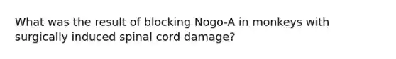 What was the result of blocking Nogo-A in monkeys with surgically induced spinal cord damage?