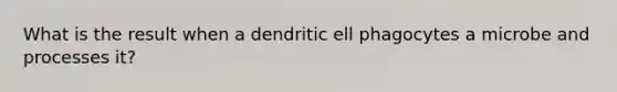 What is the result when a dendritic ell phagocytes a microbe and processes it?