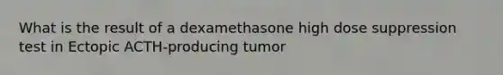 What is the result of a dexamethasone high dose suppression test in Ectopic ACTH-producing tumor