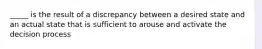 _____ is the result of a discrepancy between a desired state and an actual state that is sufficient to arouse and activate the decision process