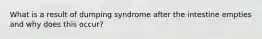 What is a result of dumping syndrome after the intestine empties and why does this occur?