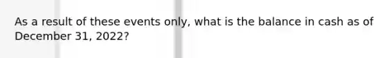 As a result of these events only, what is the balance in cash as of December 31, 2022?