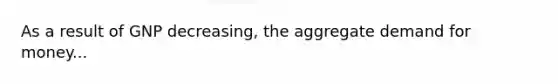 As a result of GNP decreasing, the aggregate demand for money...