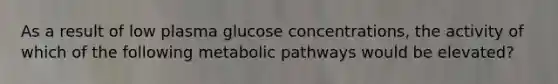 As a result of low plasma glucose concentrations, the activity of which of the following metabolic pathways would be elevated?