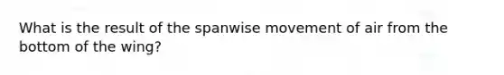 What is the result of the spanwise movement of air from the bottom of the wing?