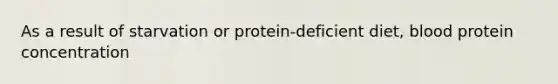 As a result of starvation or protein-deficient diet, blood protein concentration