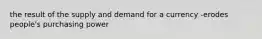 the result of the supply and demand for a currency -erodes people's purchasing power