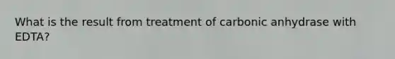 What is the result from treatment of carbonic anhydrase with EDTA?