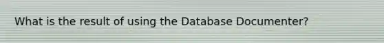 What is the result of using the Database Documenter?
