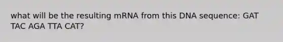 what will be the resulting mRNA from this DNA sequence: GAT TAC AGA TTA CAT?