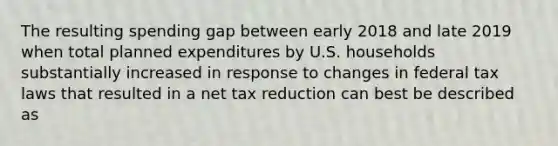 The resulting spending gap between early 2018 and late 2019 when total planned expenditures by U.S. households substantially increased in response to changes in federal tax laws that resulted in a net tax reduction can best be described as