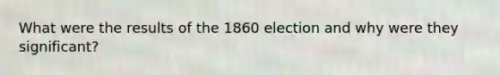 What were the results of the 1860 election and why were they significant?