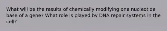 What will be the results of chemically modifying one nucleotide base of a gene? What role is played by DNA repair systems in the cell?