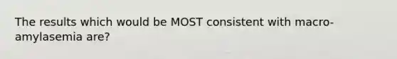 The results which would be MOST consistent with macro-amylasemia are?