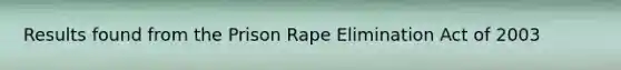 Results found from the Prison Rape Elimination Act of 2003