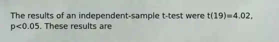 The results of an independent-sample t-test were t(19)=4.02, p<0.05. These results are