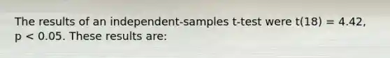 The results of an independent-samples t-test were t(18) = 4.42, p < 0.05. These results are: