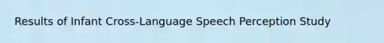 Results of Infant Cross-Language Speech Perception Study