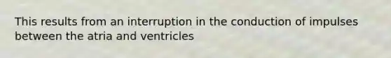 This results from an interruption in the conduction of impulses between the atria and ventricles