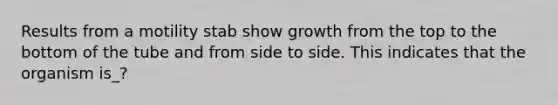 Results from a motility stab show growth from the top to the bottom of the tube and from side to side. This indicates that the organism is_?